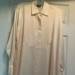 DKNY 100% silk blouse with pleated front.